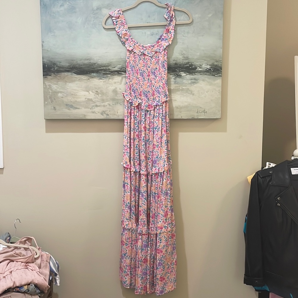 Floral pink maxi dress